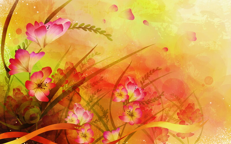 Pink and Yellow Flowers — Warm