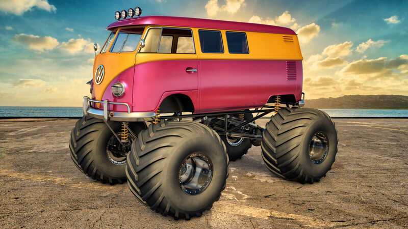 Pink and Yellow Monster Van