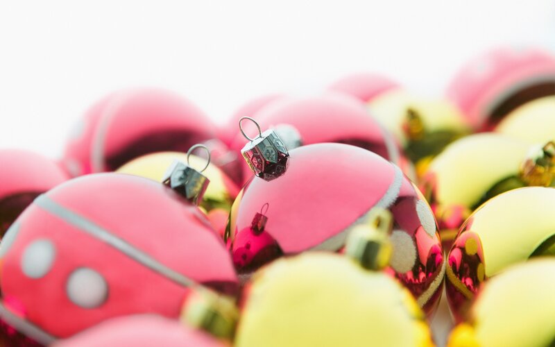 Pink and Yellow Ornaments — Festive