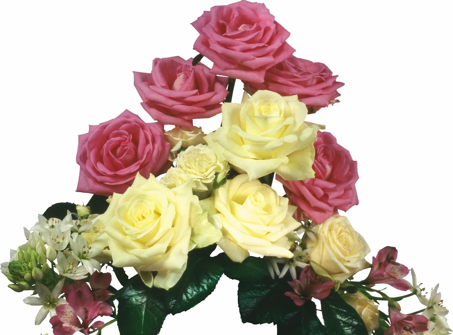 Pink and yellow rose bouquet