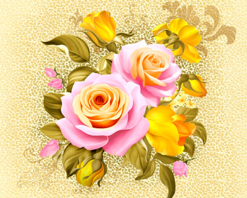 Pink and Yellow Roses — Elegant