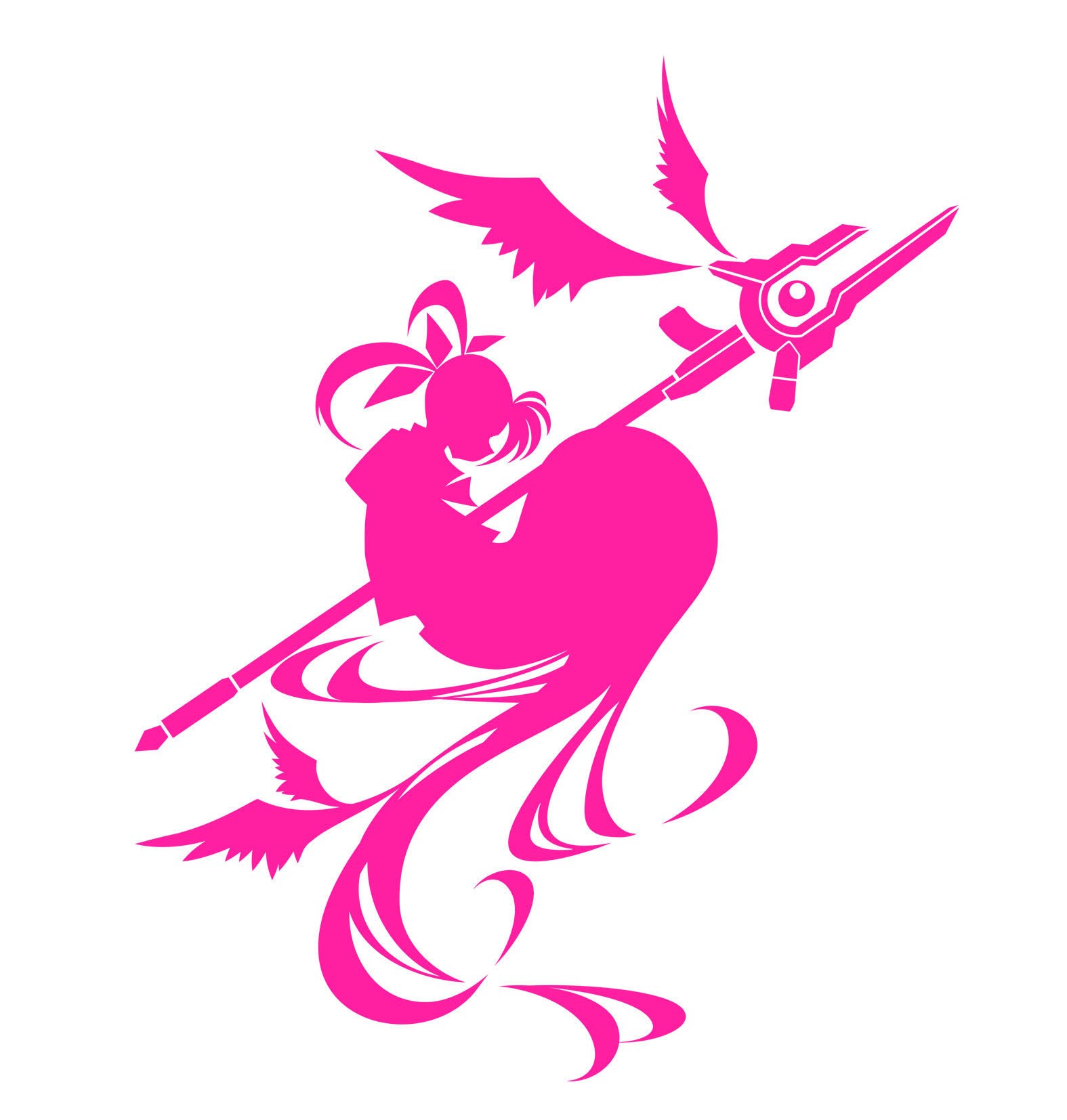 pink anime character silhouette