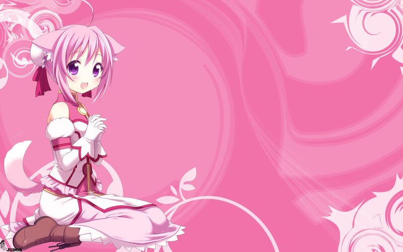pink anime girl with cat ears