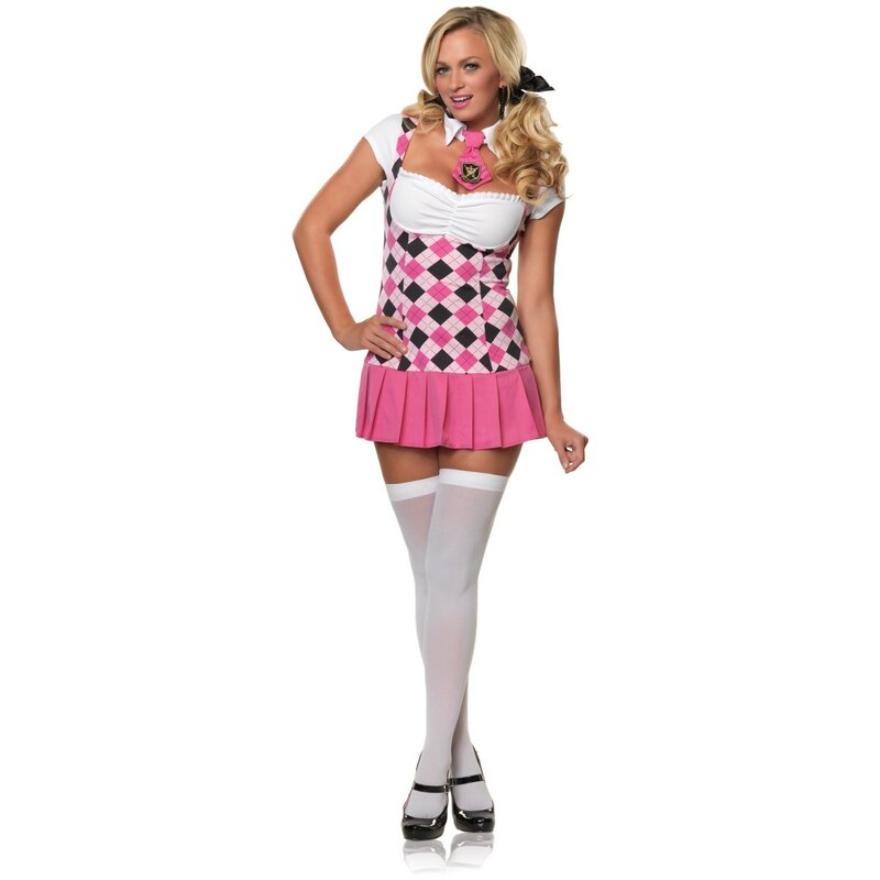 pink argyle schoolgirl costume
