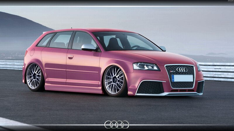 pink audi rs3 hatchback