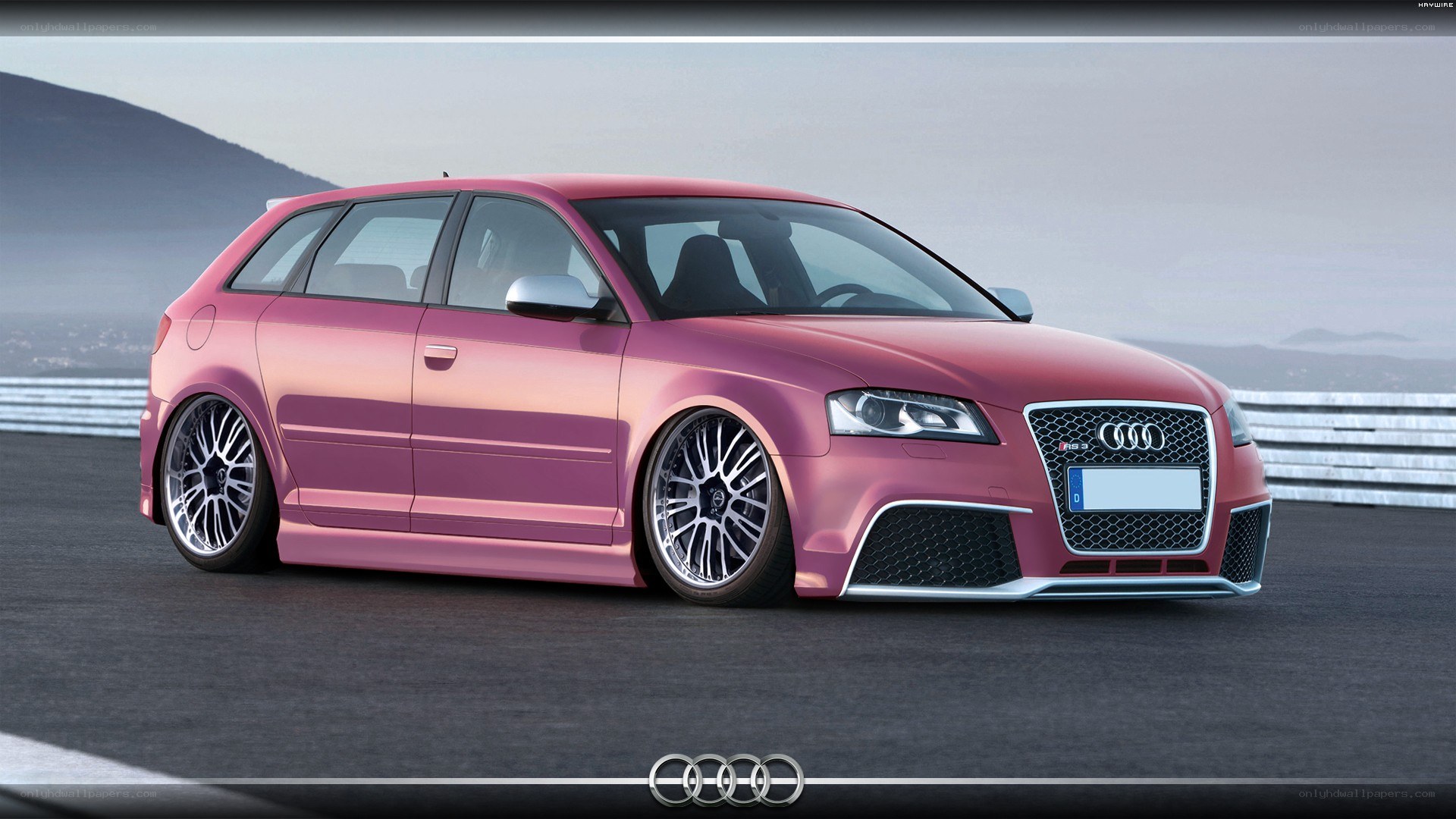 pink audi rs3 hatchback