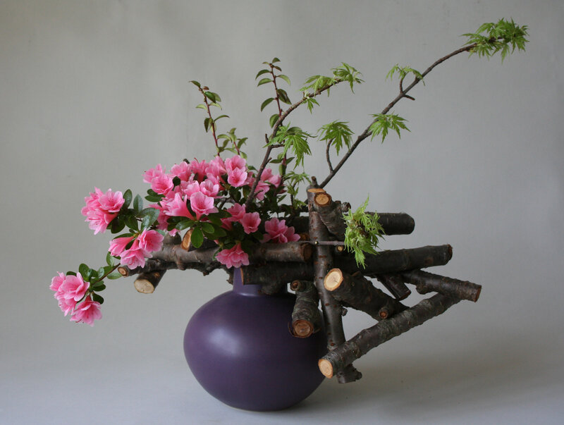 Pink Azaleas in Vase