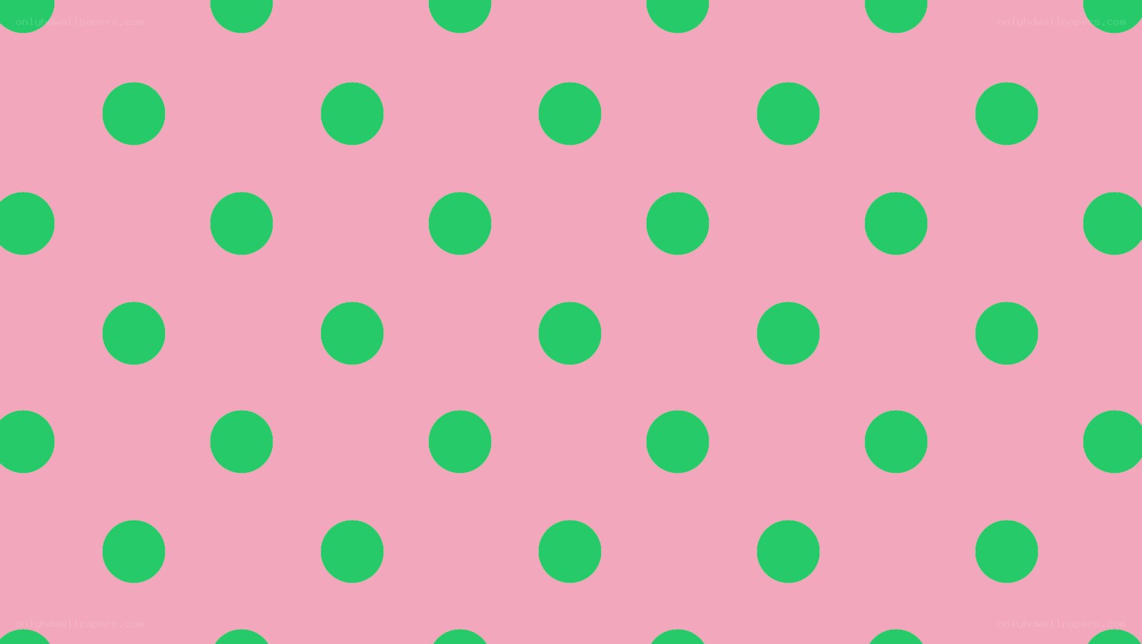pink background with green polka dots