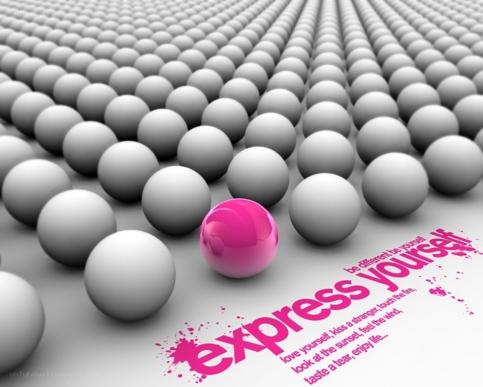 pink ball among white balls