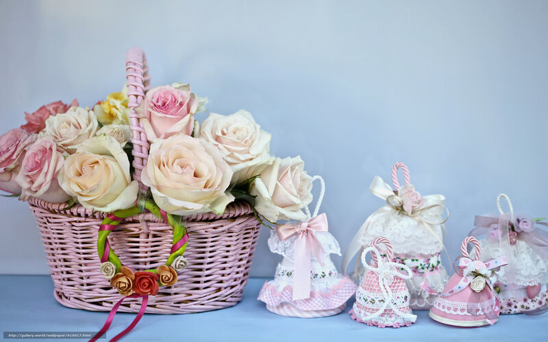 Pink Basket with Roses