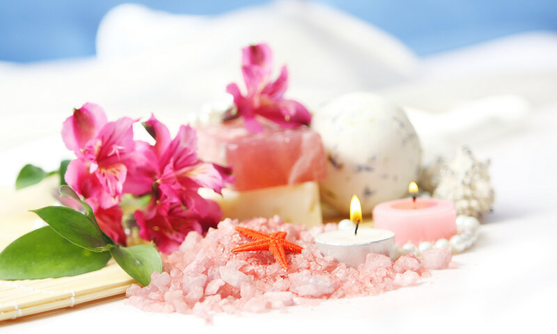 Pink Bath Salts and Candles