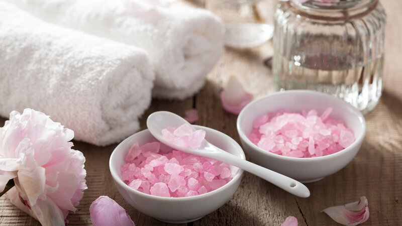 Pink Bath Salts and Flowers — Calm