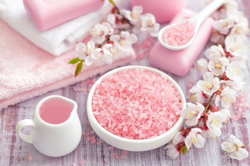 Pink Bath Salts and Flowers — Serene