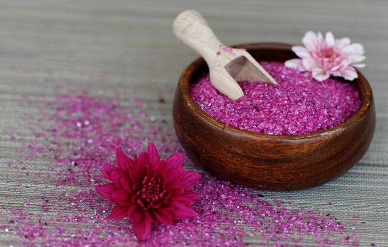 Pink Bath Salts in Bowl — Calm