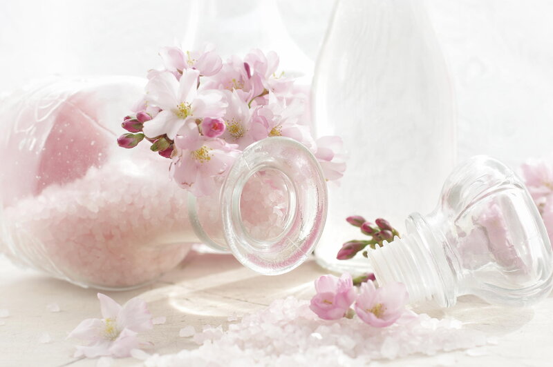 Pink Bath Salts with Flowers