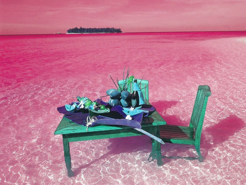 Pink beach table setting