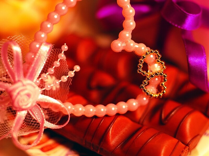 Pink Beaded Bracelet — Red