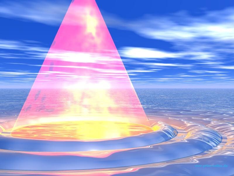 Pink beam over ocean