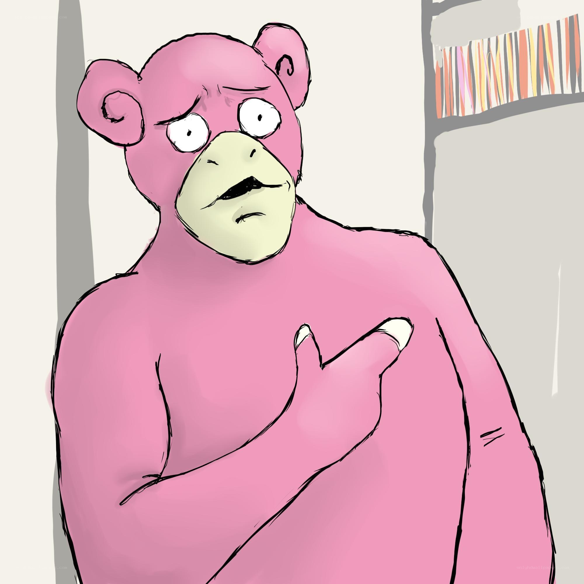pink bear character illustration