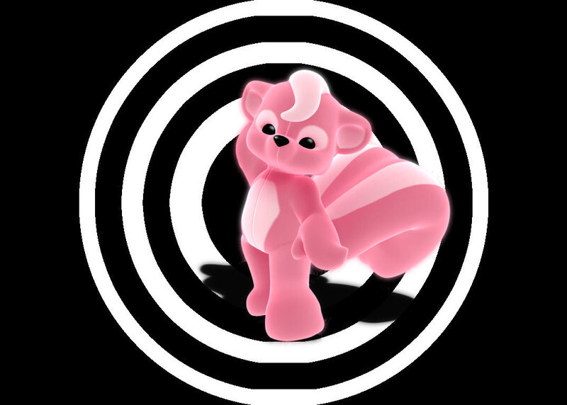 pink bear character in circle