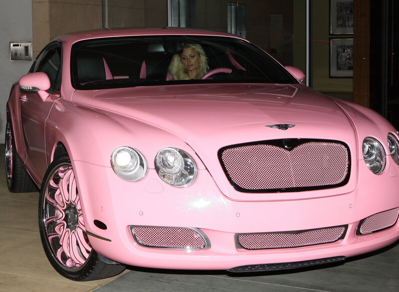 Pink Bentley with driver