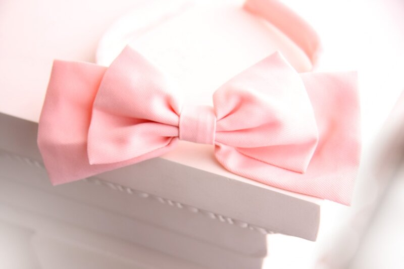 Pink Bow on White Surface