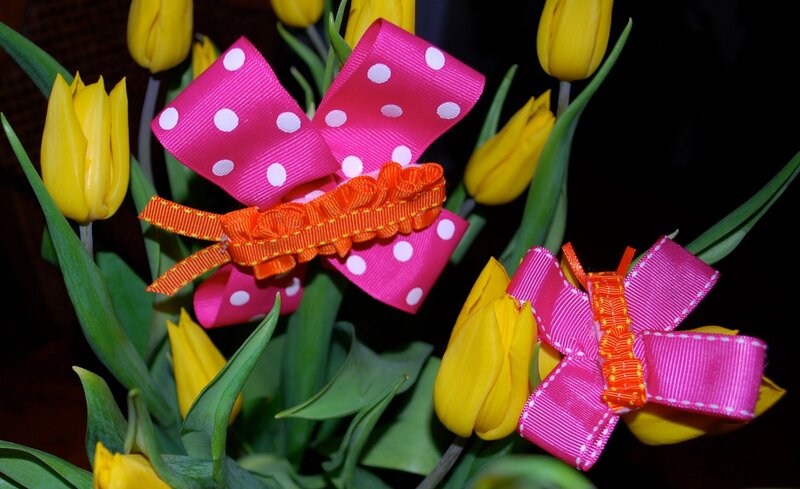 Pink Bows on Tulips