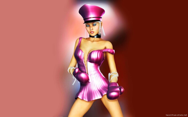 Pink boxing character art