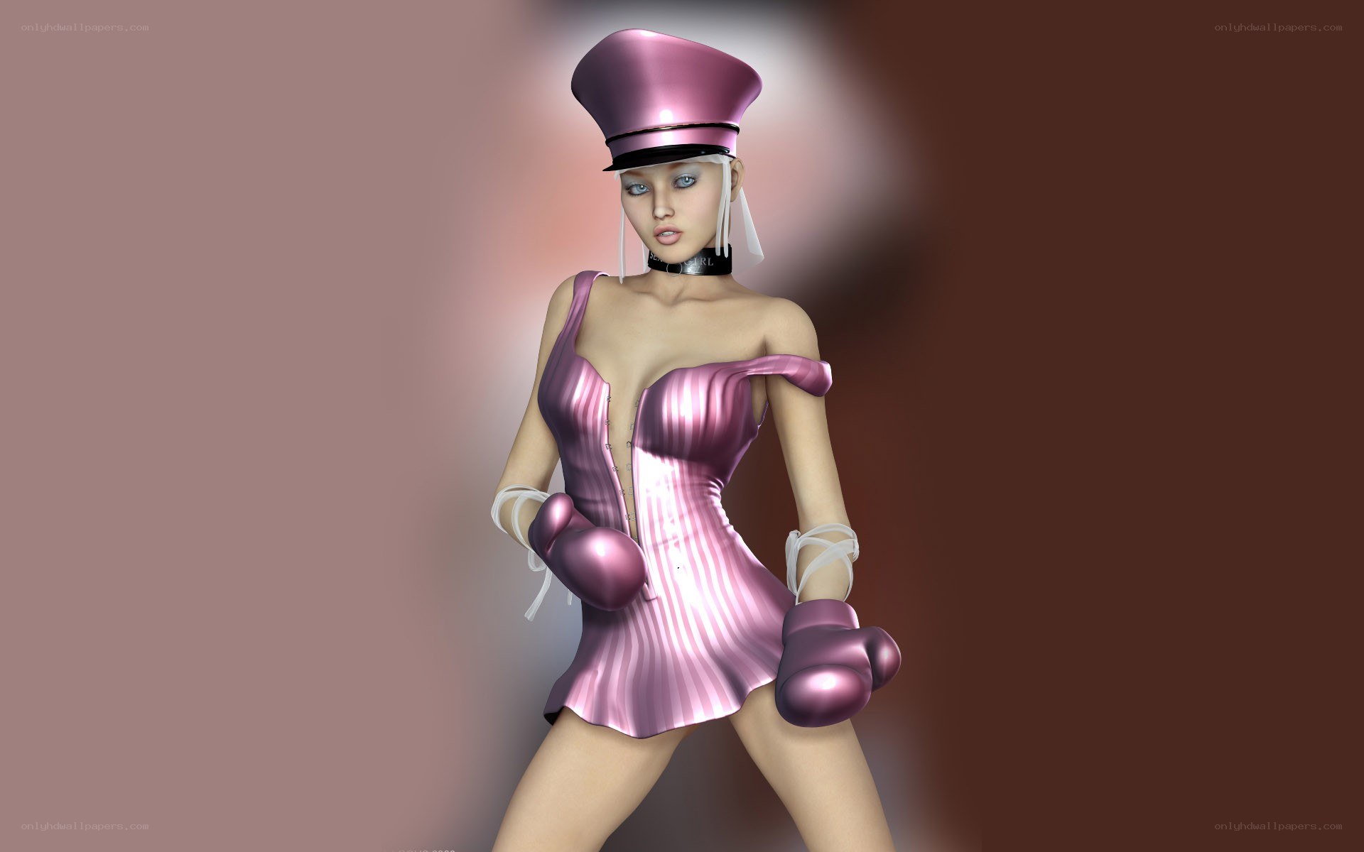 Pink boxing outfit character