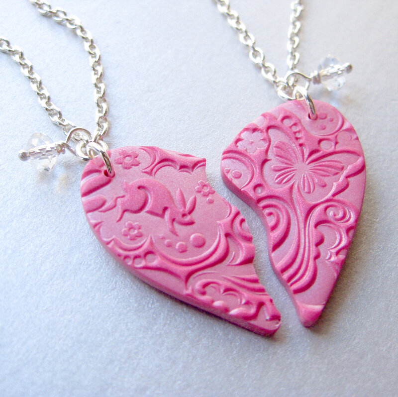 Pink Broken Heart Necklaces
