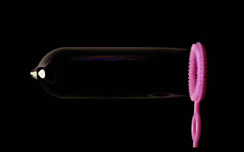 Pink Bubble Wand — Black, Dramatic, Photograph