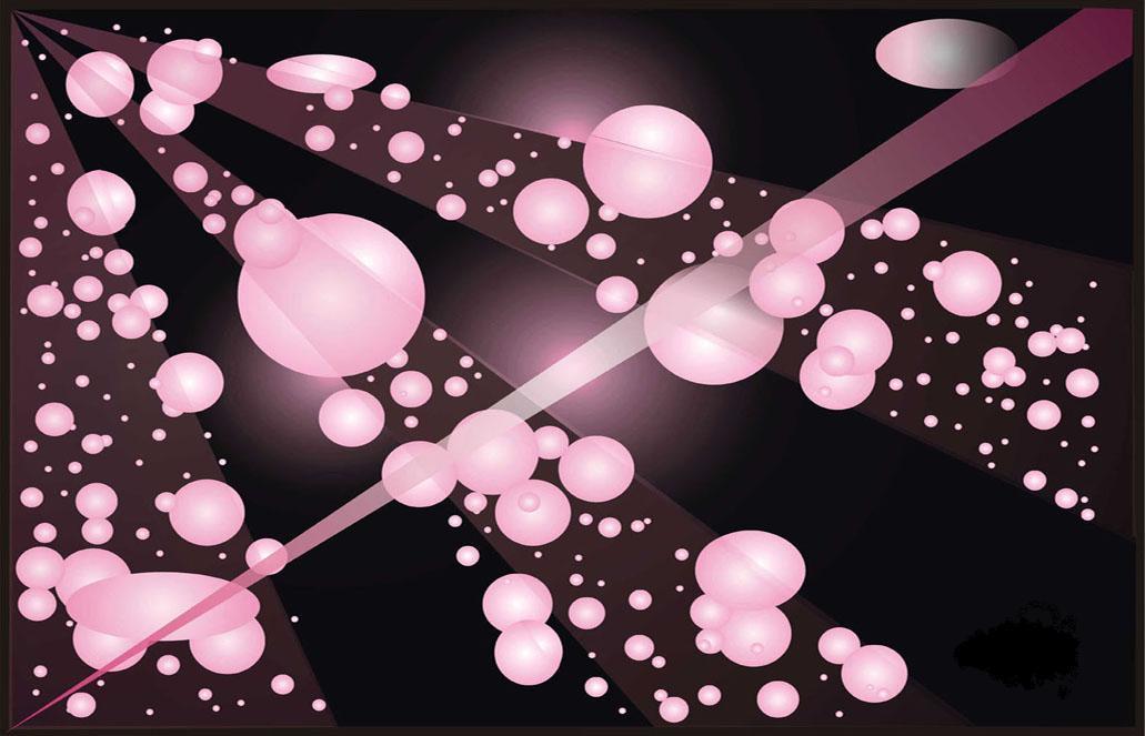 Pink bubbles in dark space
