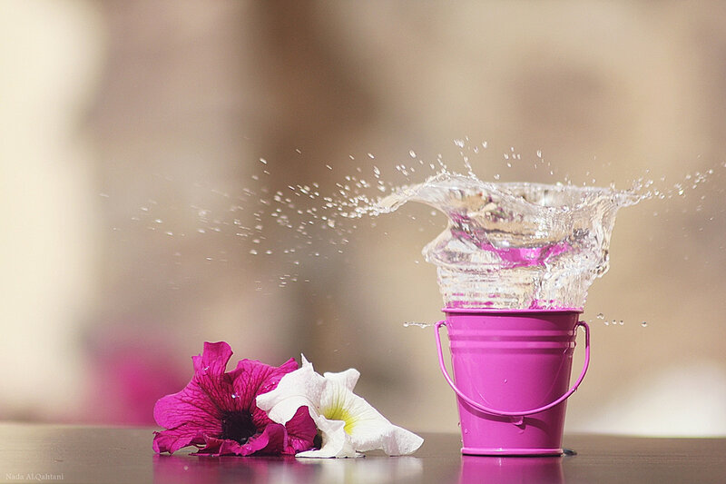Pink Bucket with Water Splash