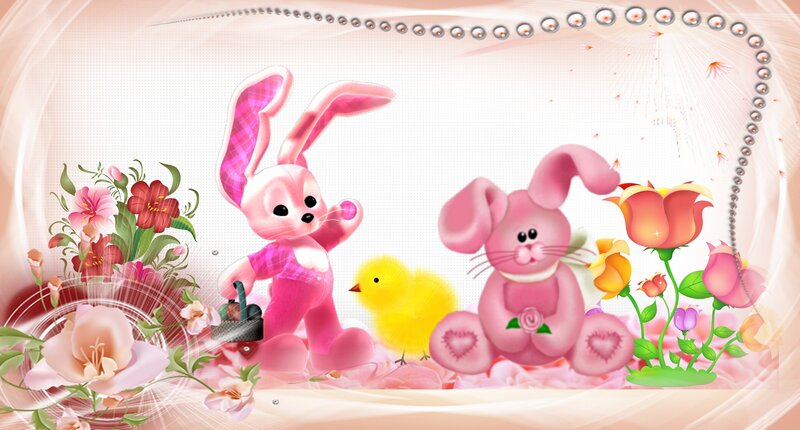 Pink Bunnies and Chick