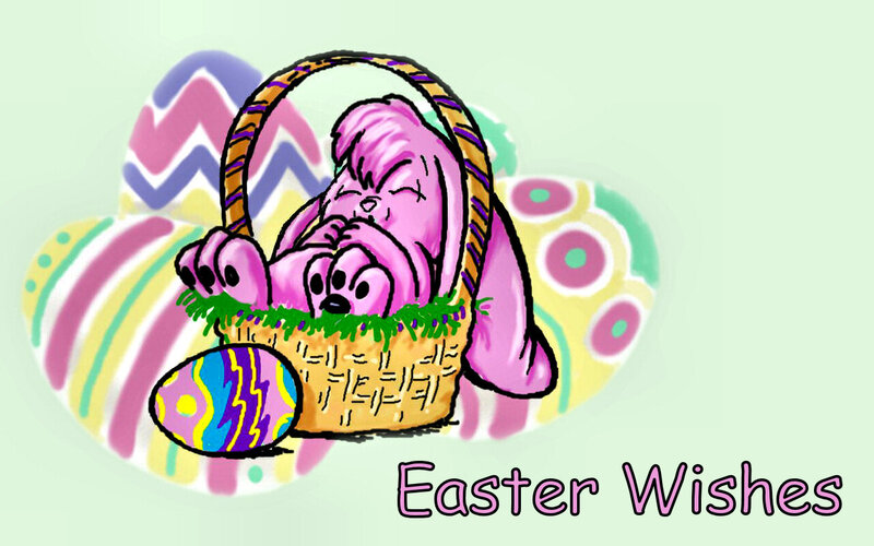 Pink Bunny in Basket — Festive