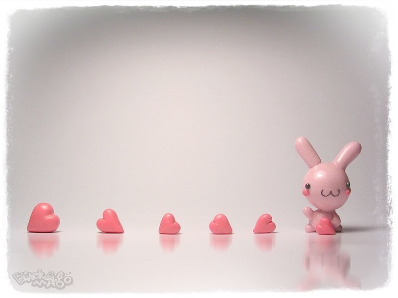 Pink bunny with hearts