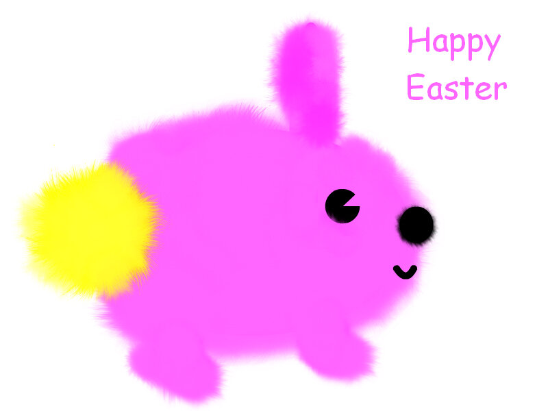 Pink Bunny with Yellow Tail