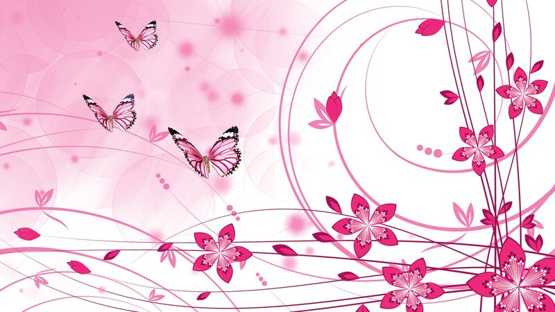 Pink Butterflies and Flowers — Playful