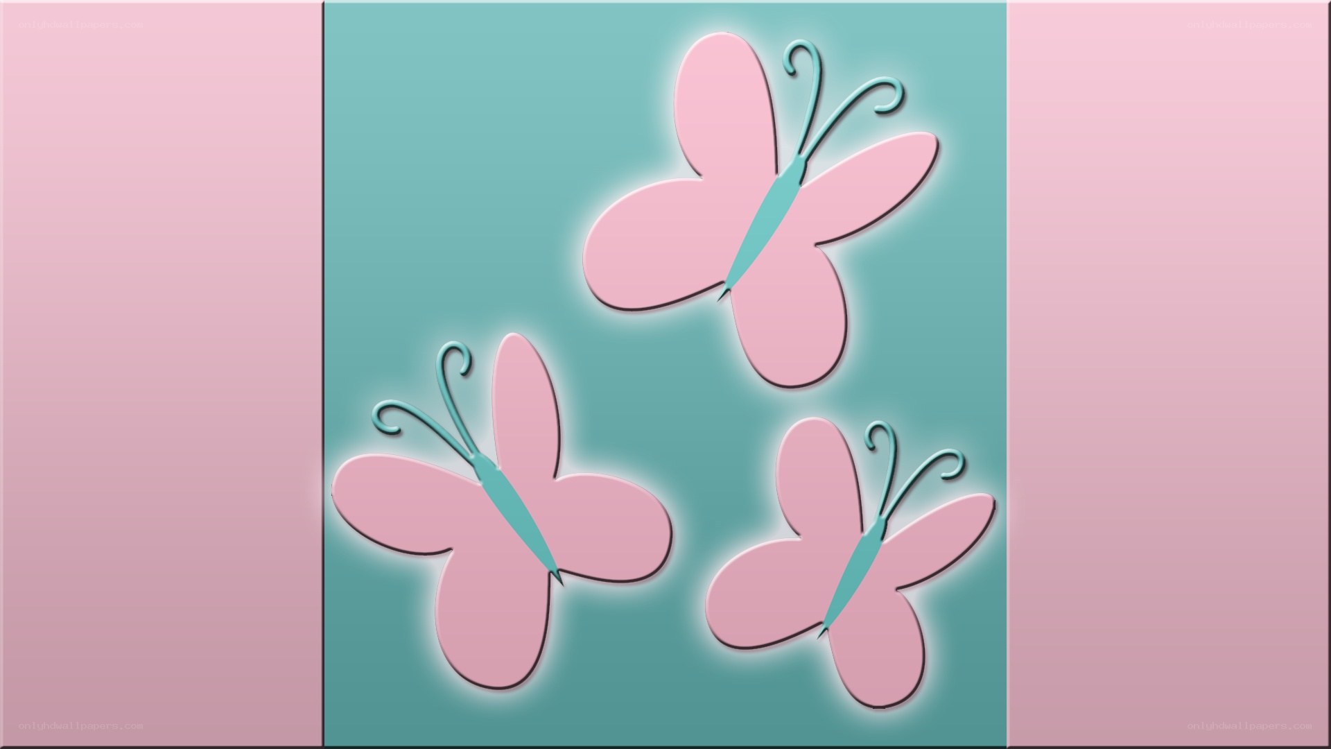pink butterflies on teal