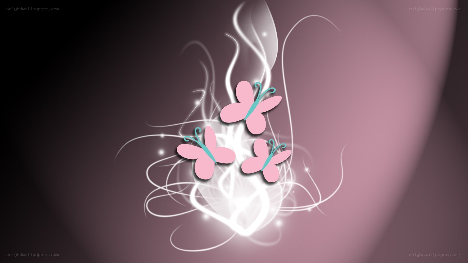 pink butterflies with light effects