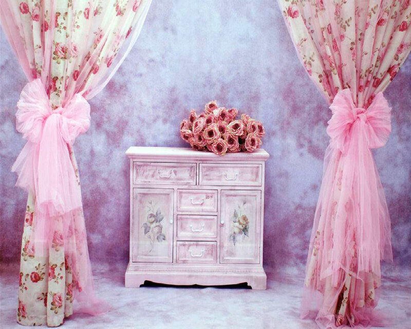 Pink Cabinet with Flowers