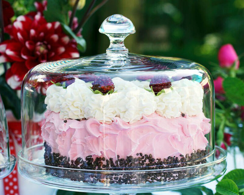 Pink Cake under Glass Dome