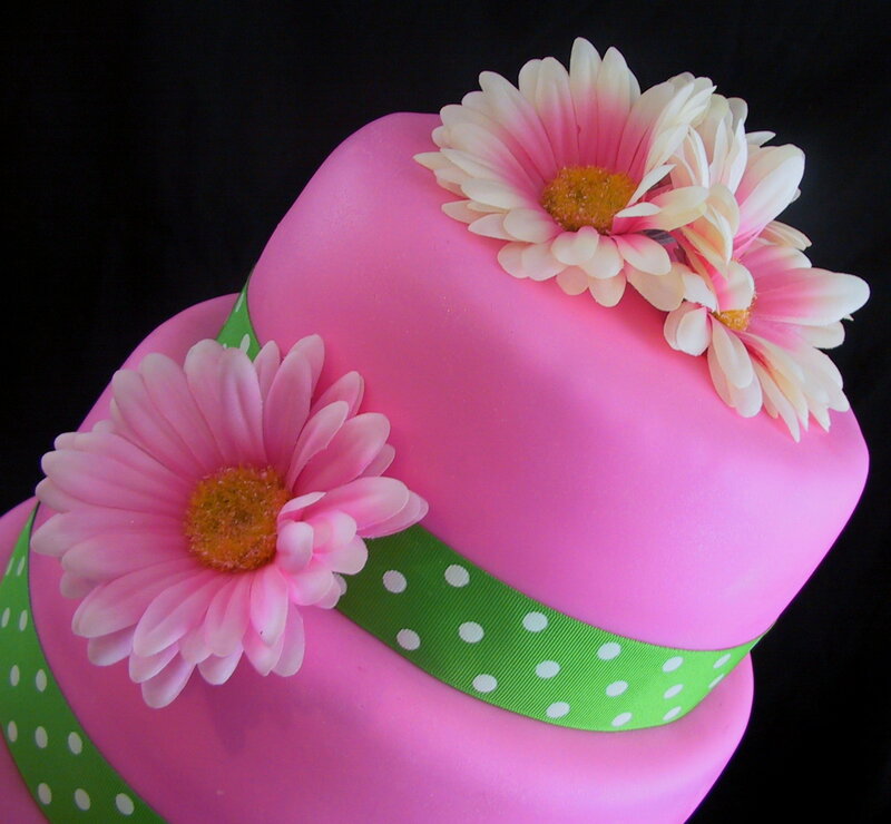 Pink Cake with Flowers — Festive