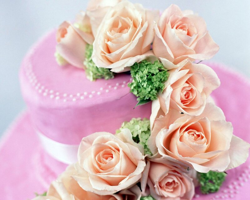 Pink Cake with Roses — Elegant
