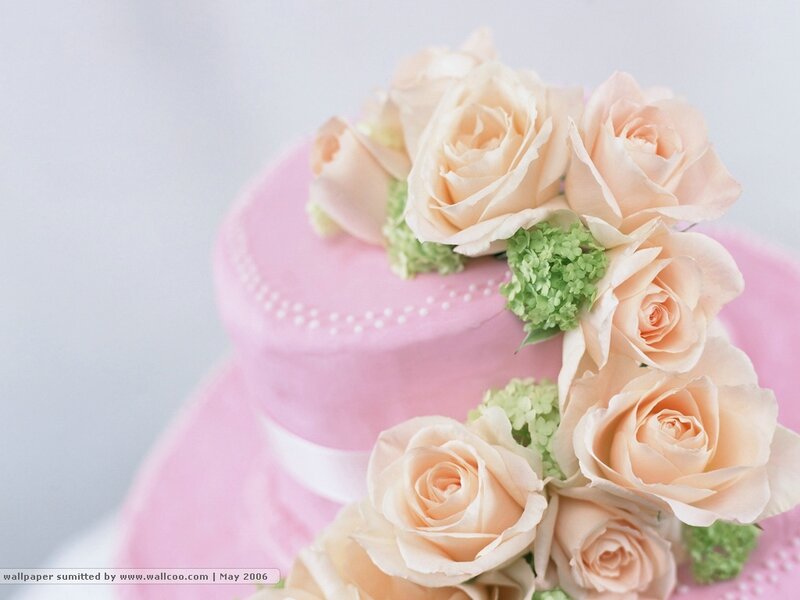 Pink Cake with Roses