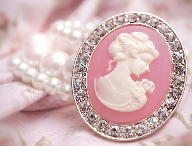 Pink Cameo Brooch