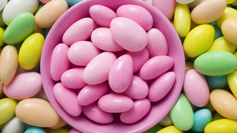 Pink Candies in Bowl — Bright