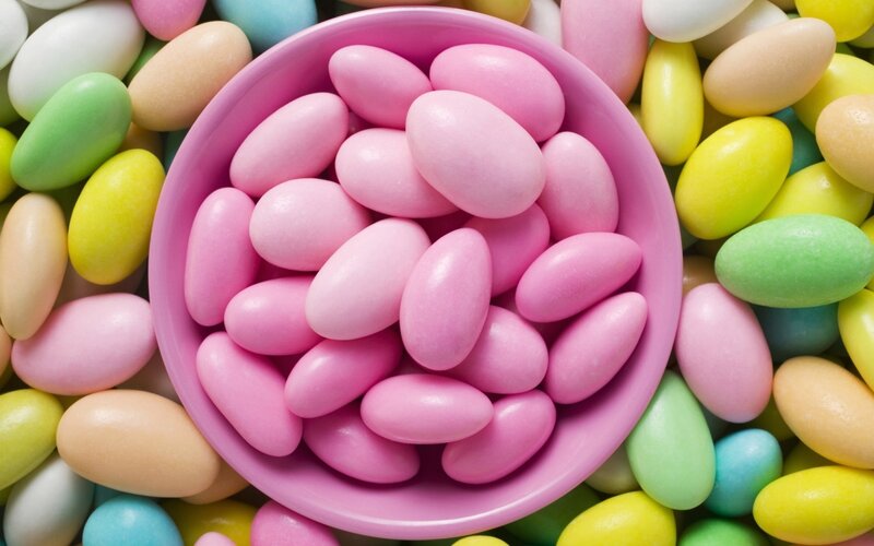 Pink Candies in Bowl