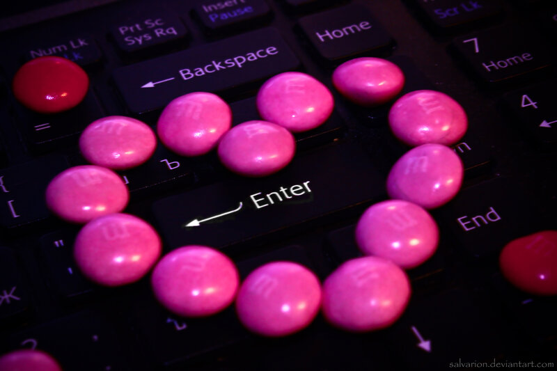 Pink Candies on Keyboard