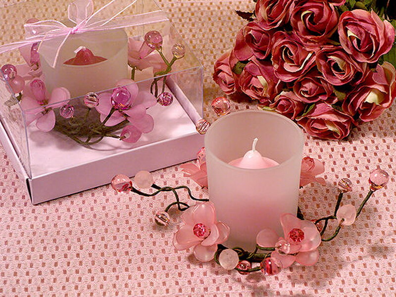 Pink Candle with Flowers — Calm
